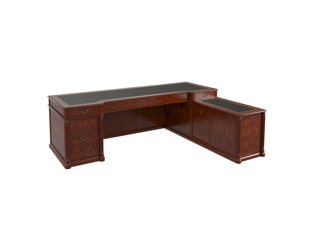 Стол руководителя матовый, кожа, правый 2500х1900х780 Artmoble