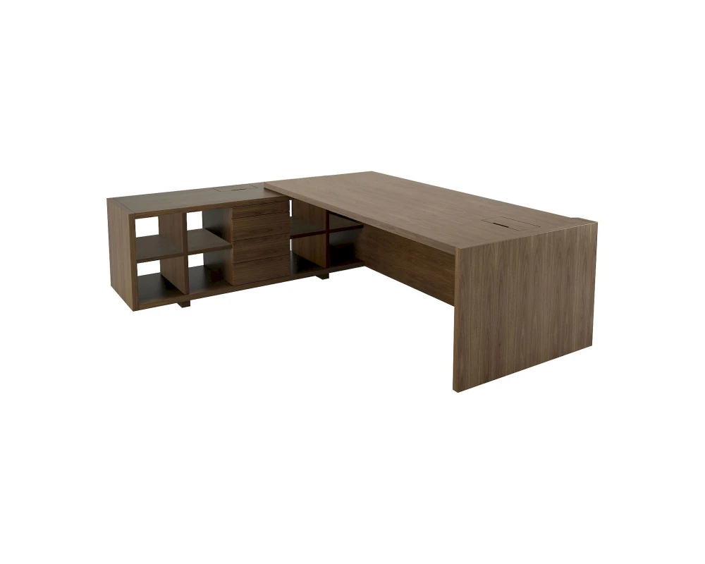 Стол руководителя с модулем полуглянцевый/лакированный, левый 2340х2265х750 Freeport