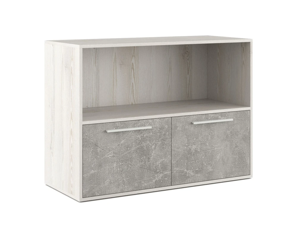 Шкаф низкий с горизонтальной нишей Бетон / B-tone Сосна/Бетон светлый