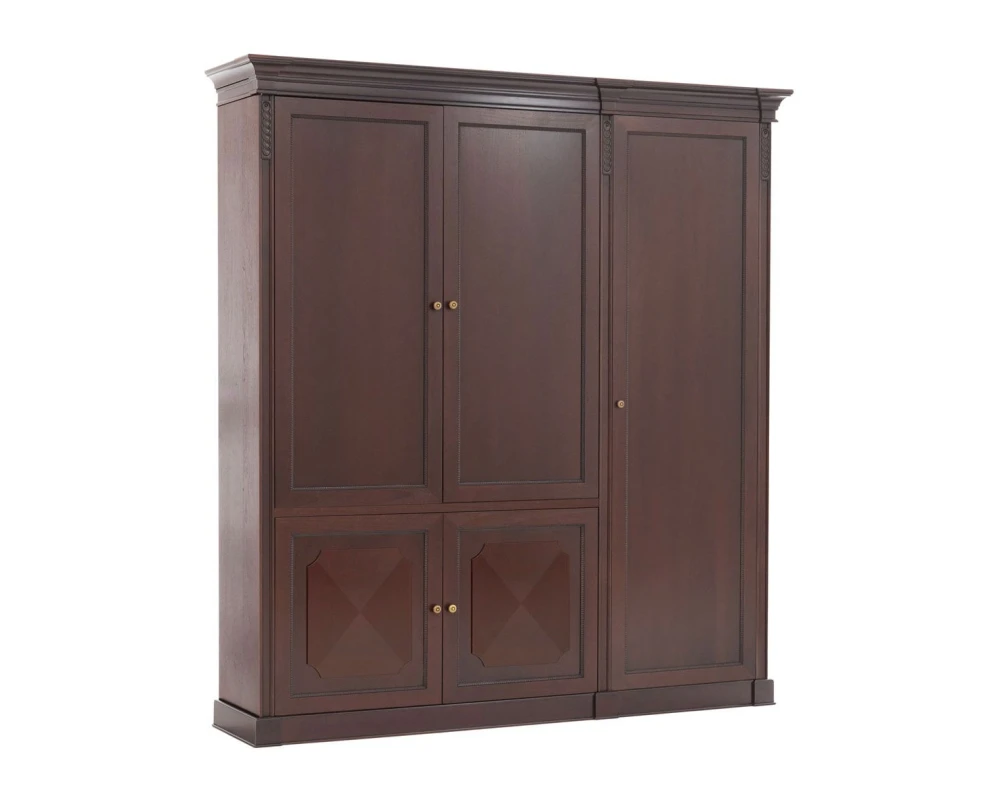 Шкаф 4 дер. двери и гард. L221 221x50x234 Doge Орех танганьика