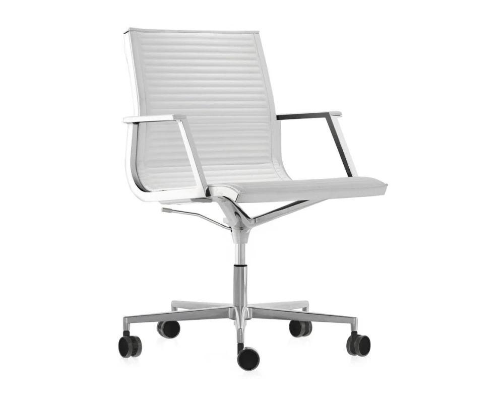 Кресло Nulite/B хром. ролики Натуральная кожа, Белоснежный