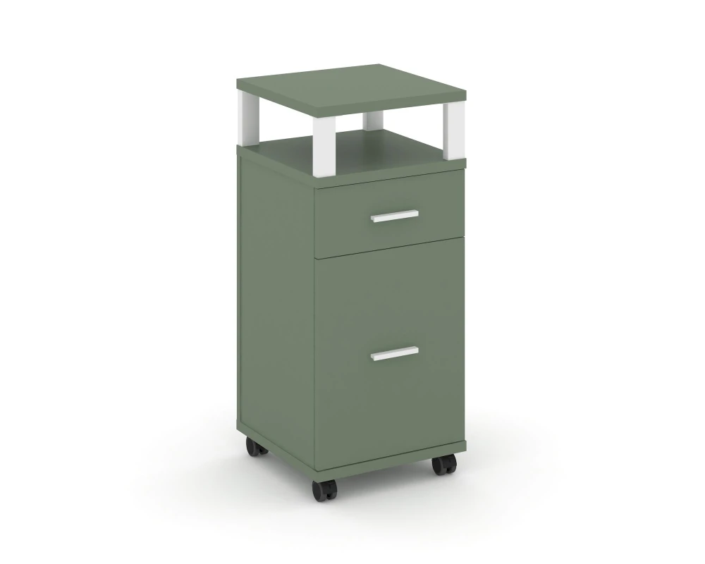 Тумба мобильная 1 ящ. 1 распаш. фасад с надставкой CN.TUM-012 W 420x420x949 Концепт / Concept