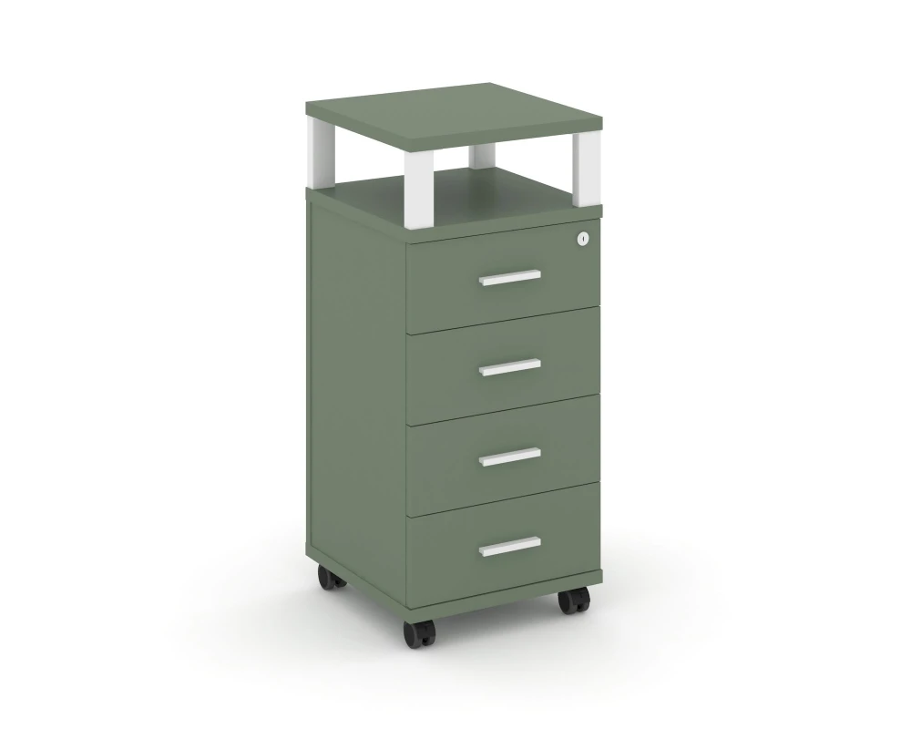 Тумба мобильная 4 ящ. с надставкой CN.TUM-006 W 420x420x949 Концепт / Concept