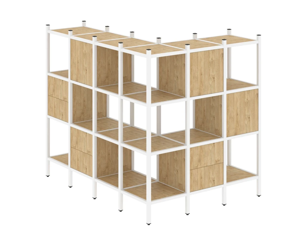 Угловой внешний стеллаж наборный L-52 1694x1278x1458 Лофт / Loft