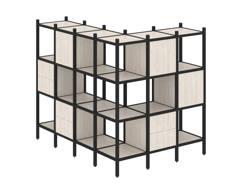 Угловой внешний стеллаж наборный L-52 1694x1278x1458 Лофт / Loft