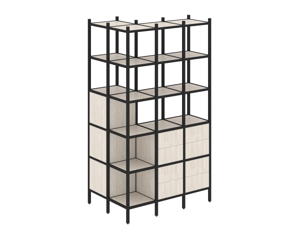 Угловой внешний стеллаж наборный L-54 862x1278x2280 Лофт / Loft