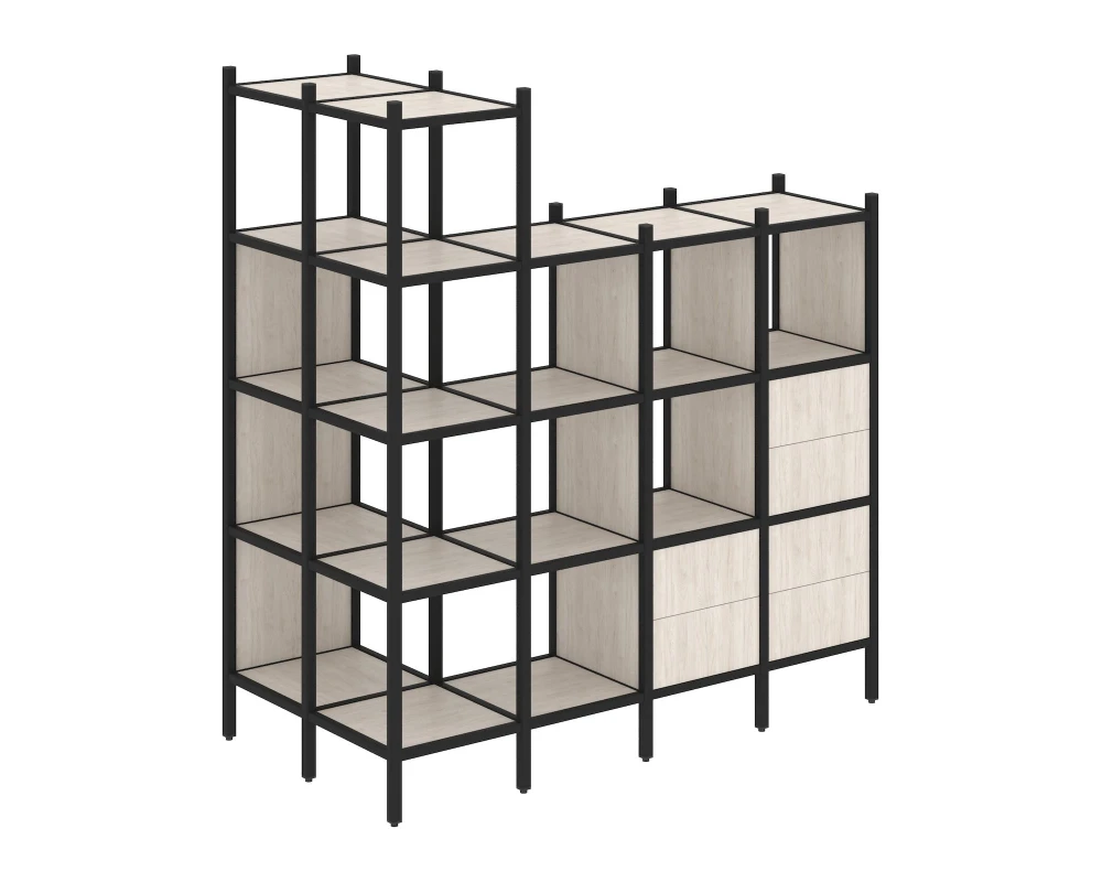 Угловой внешний стеллаж наборный L-57 862x1694x1869 Лофт / Loft