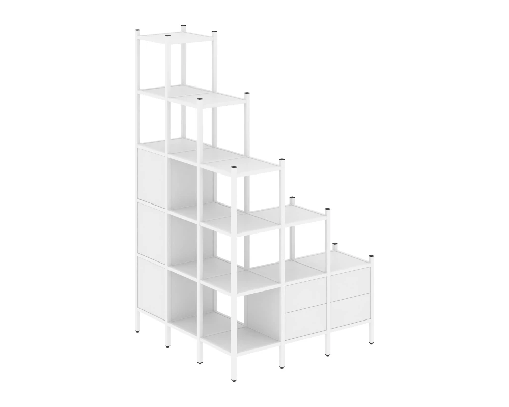 Угловой внешний стеллаж наборный L-59 1278x1278x2280 Лофт / Loft