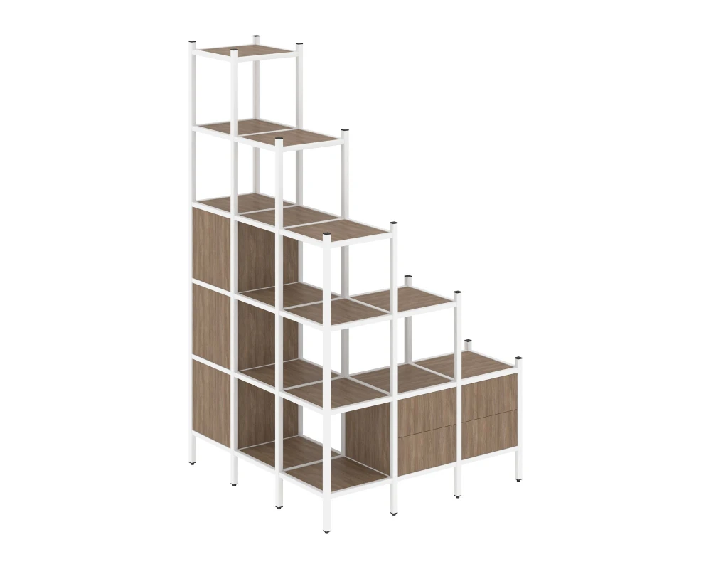 Угловой внешний стеллаж наборный L-59 1278x1278x2280 Лофт / Loft