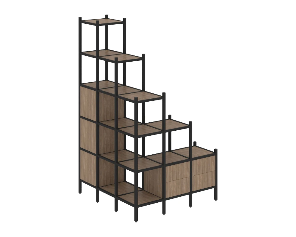 Угловой внешний стеллаж наборный L-59 1278x1278x2280 Лофт / Loft