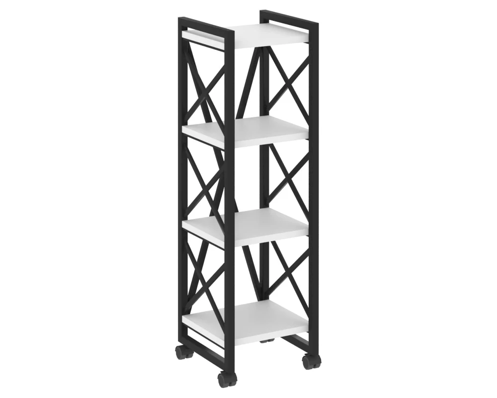 Стеллаж на колесных опорах - 4 полки 400х400х1334 Лофт / Loft