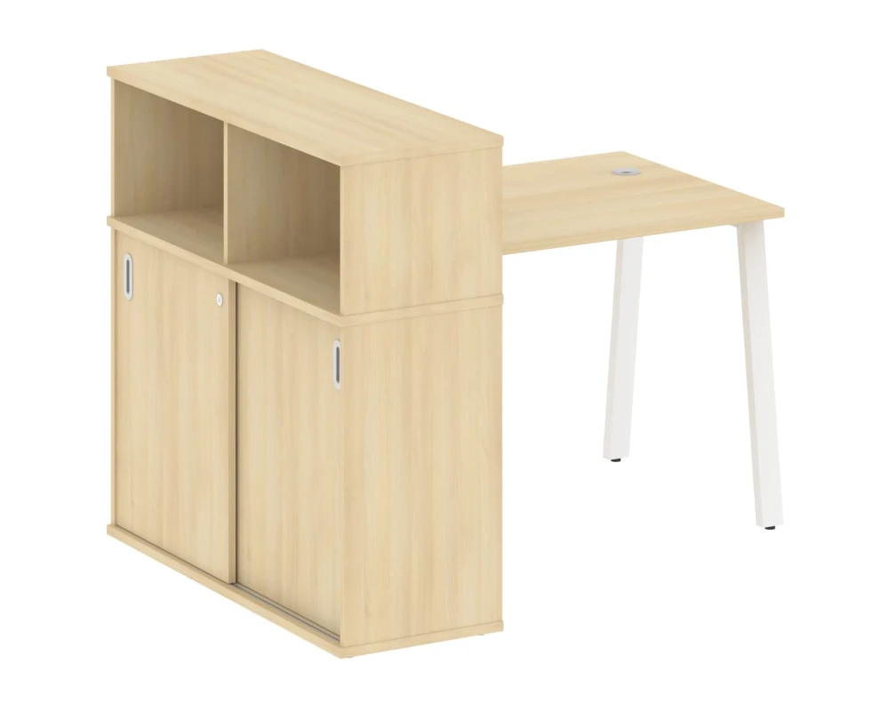 Стол письменный на А-образном м/к с опорным шкафом-купе 141x112x109,8 Метал Систем / Metal System