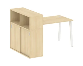 Стол письменный на А-образном м/к с опорным шкафом-купе 161x112x109,8 Метал Систем / Metal System images