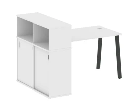 Стол письменный на А-образном м/к с опорным шкафом-купе 161x112x109,8 Метал Систем / Metal System images