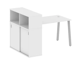 Стол письменный на А-образном м/к с опорным шкафом-купе 161x112x109,8 Метал Систем / Metal System images