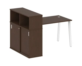 Стол письменный на А-образном м/к с опорным шкафом-купе 161x112x109,8 Метал Систем / Metal System images