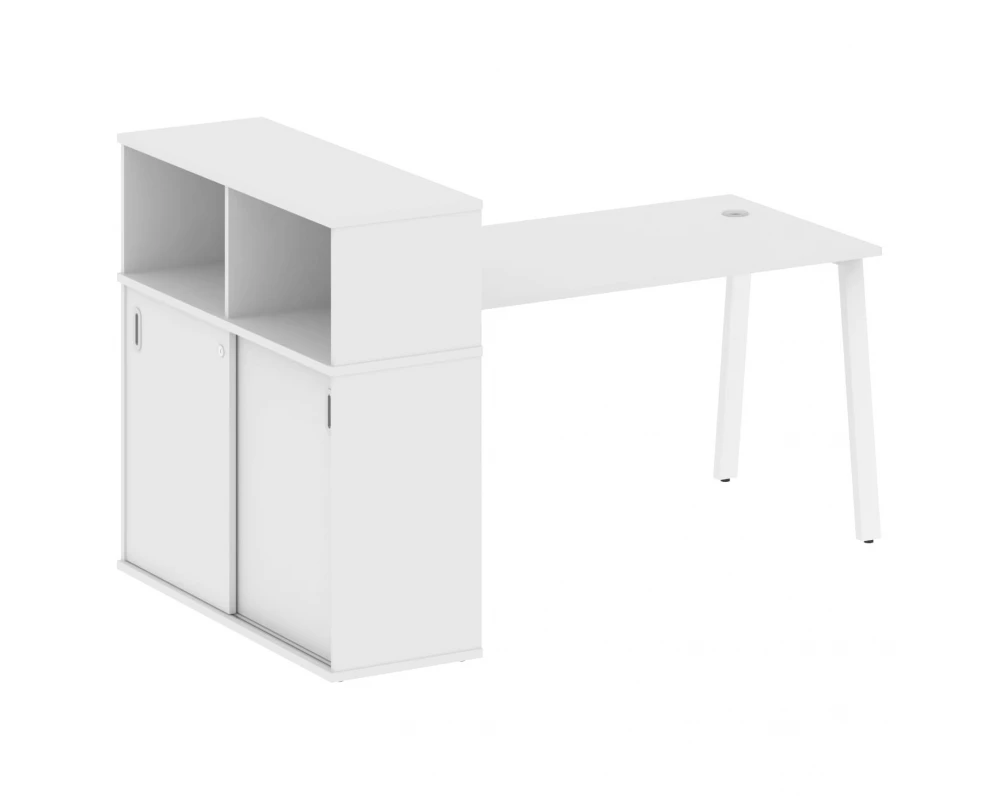 Стол письменный на А-образном м/к с опорным шкафом-купе 181x112x109,8 Metal System