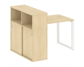 Стол письменный на О-образном м/к с опорным шкафом-купе 141x112x109,8 Metal System images