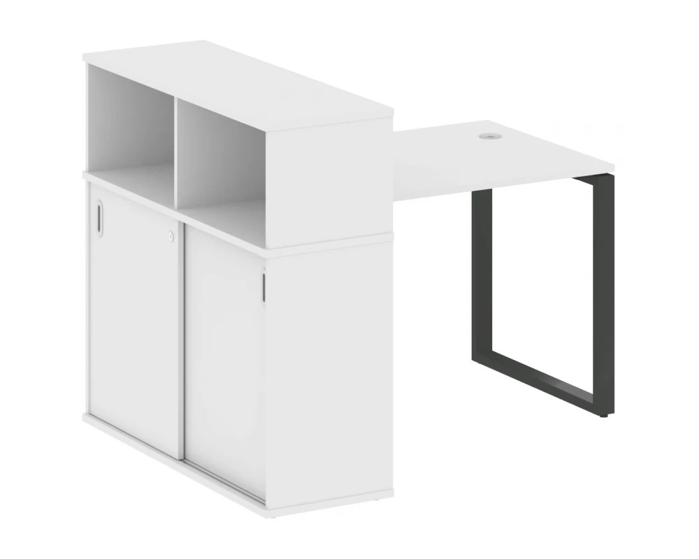 Стол письменный на О-образном м/к с опорным шкафом-купе 141x112x109,8 Metal System