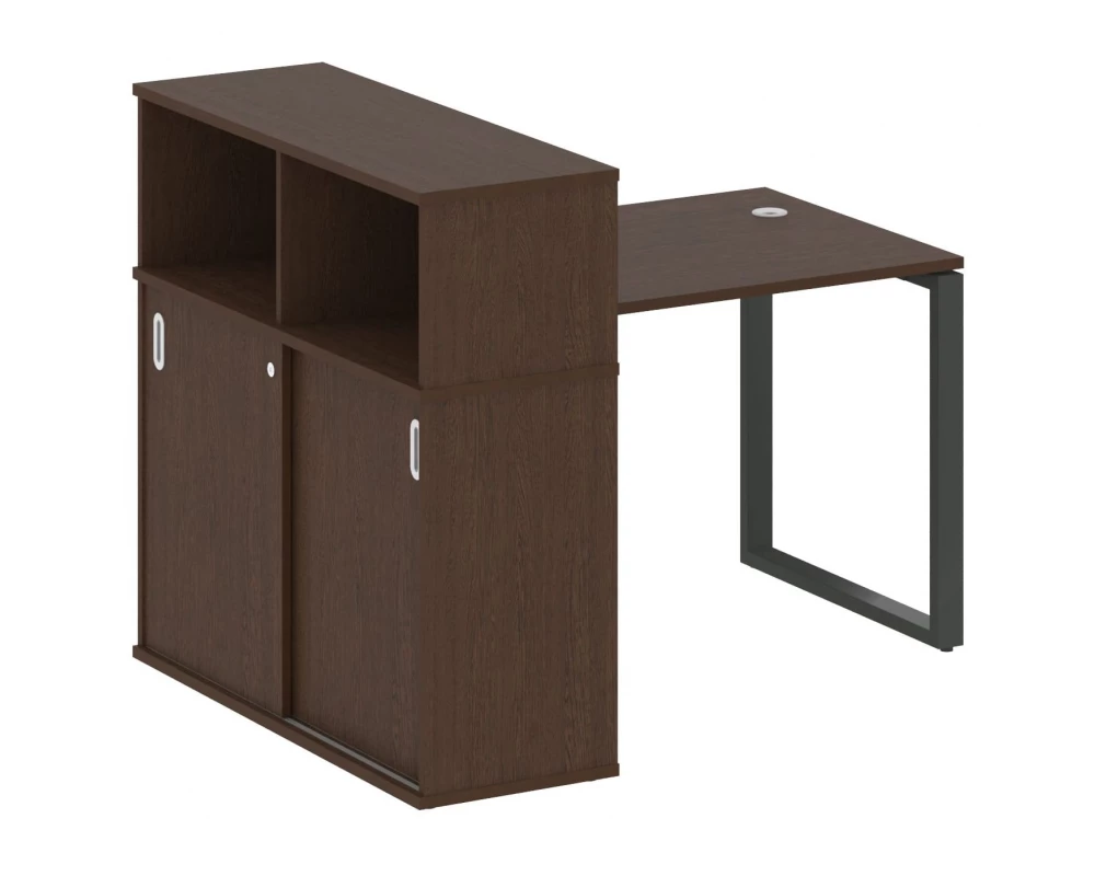 Стол письменный на О-образном м/к с опорным шкафом-купе 141x112x109,8 Metal System
