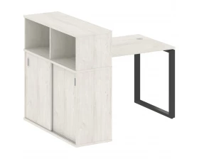 Стол письменный на О-образном м/к с опорным шкафом-купе 141x112x109,8 Metal System images