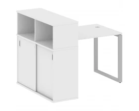 Стол письменный на О-образном м/к с опорным шкафом-купе 141x112x109,8 Metal System images