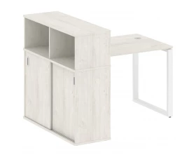 Стол письменный на О-образном м/к с опорным шкафом-купе 141x112x109,8 Metal System images