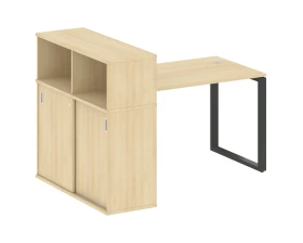 Стол письменный на О-образном м/к с опорным шкафом-купе 161x112x109,8 Метал Систем / Metal System images