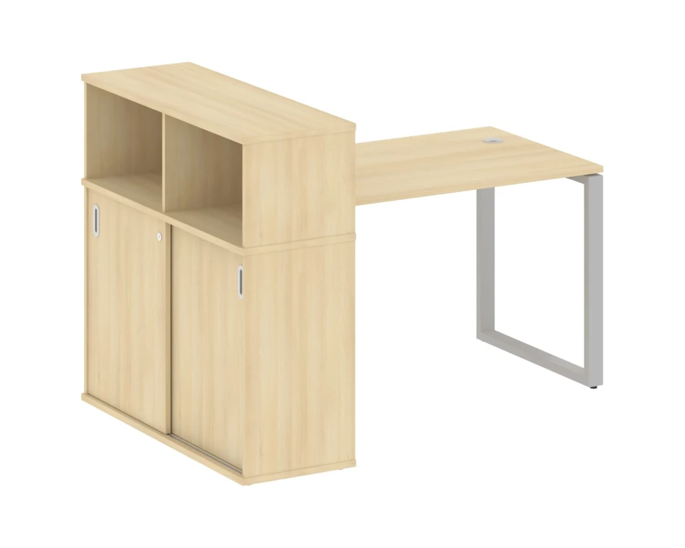 Стол письменный на О-образном м/к с опорным шкафом-купе 161x112x109,8 Метал Систем / Metal System