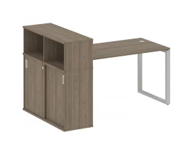 Стол письменный на О-образном м/к с опорным шкафом-купе 181x112x109,8 Metal System images