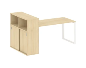 Стол письменный на О-образном м/к с опорным шкафом-купе 201x112x109,8 Метал Систем / Metal System images