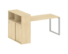 Стол письменный на О-образном м/к с опорным шкафом-купе 201x112x109,8 Метал Систем / Metal System images