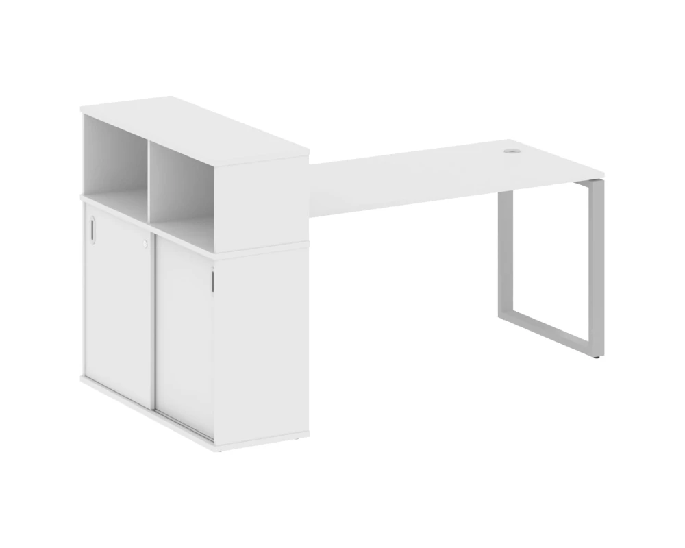 Стол письменный на О-образном м/к с опорным шкафом-купе 201x112x109,8 Метал Систем / Metal System