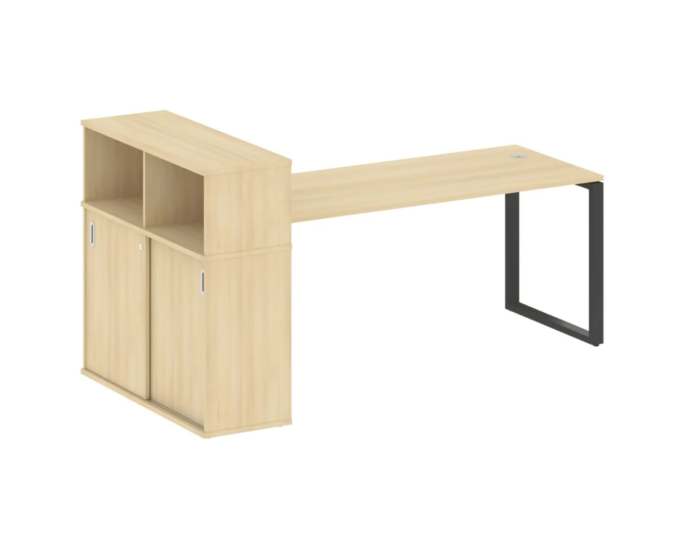 Стол письменный на О-образном м/к с опорным шкафом-купе 221x112x109,8 Метал Систем / Metal System