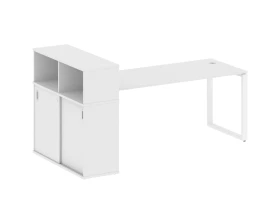 Стол письменный на О-образном м/к с опорным шкафом-купе 221x112x109,8 Метал Систем / Metal System images
