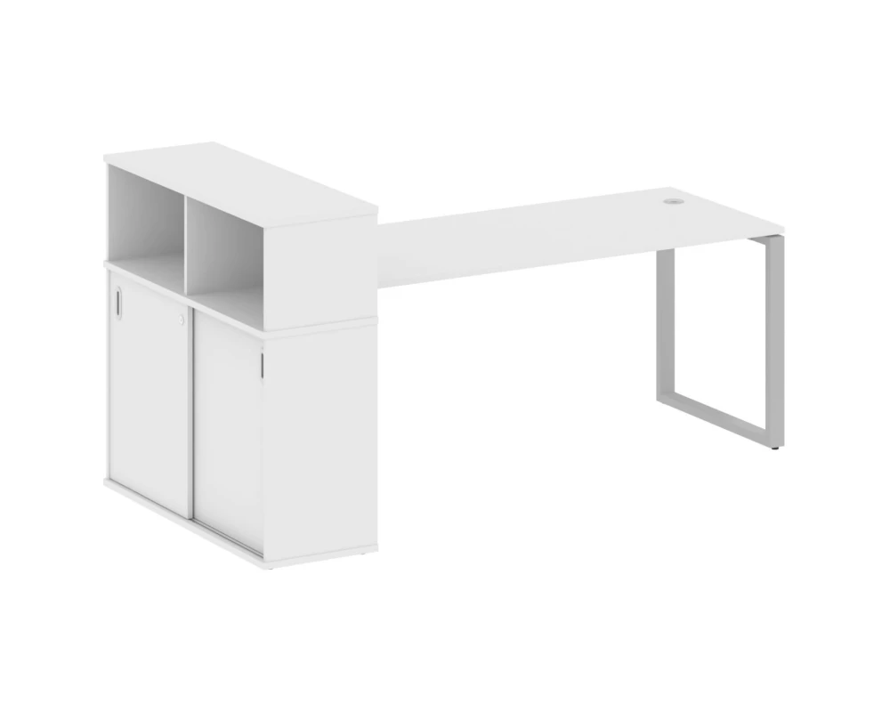Стол письменный на О-образном м/к с опорным шкафом-купе 221x112x109,8 Метал Систем / Metal System