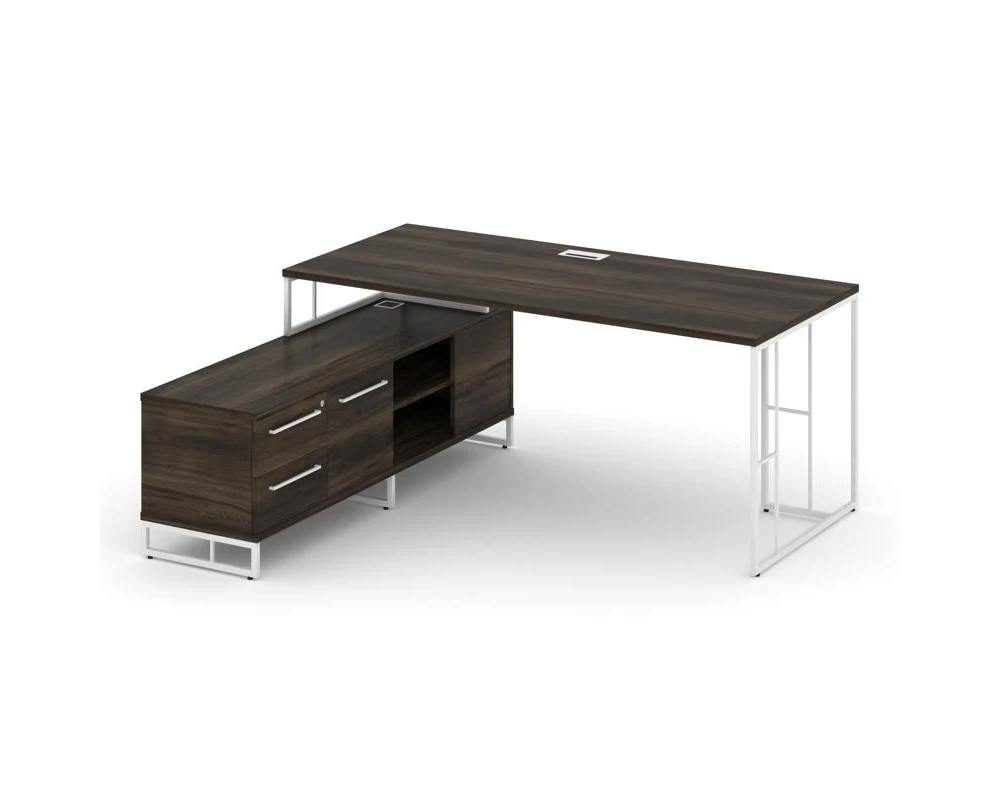 Стол руководителя с опорной тумбой левый 1580x1600x750 Рифт Директ / Rift Direct