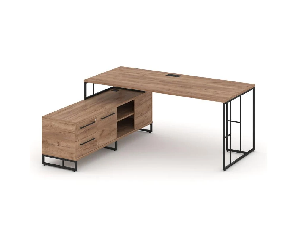 Стол руководителя с опорной тумбой левый 1780x1600x750 Рифт Директ / Rift Direct