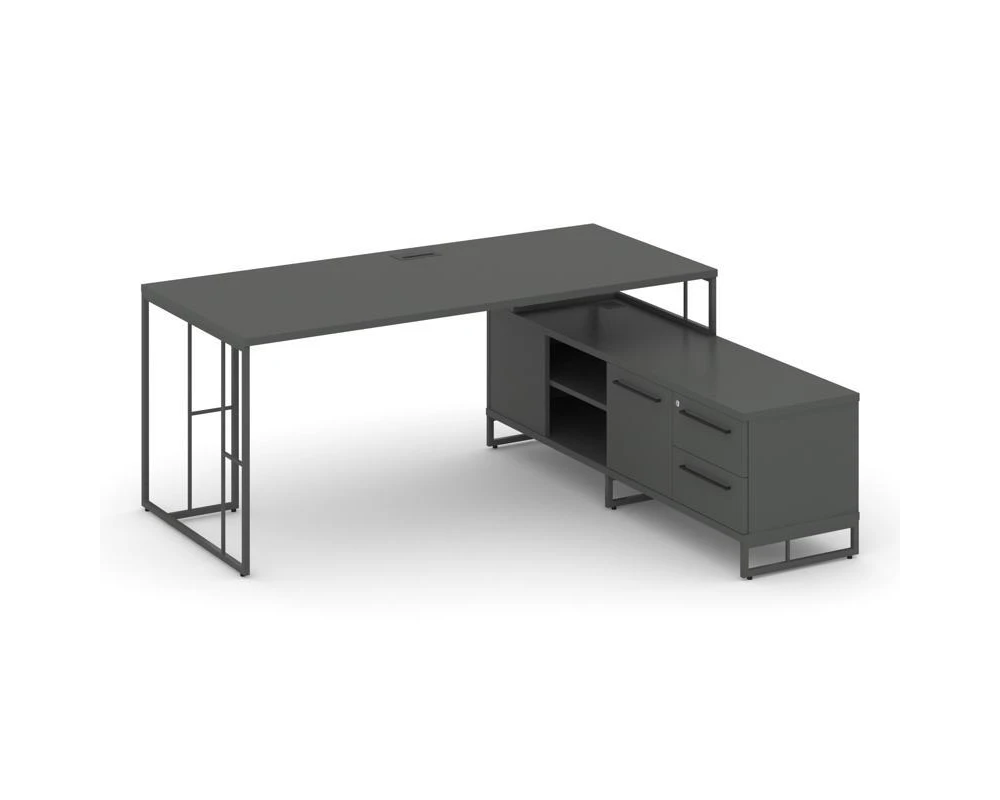 Стол руководителя с опорной тумбой правый 1580x1600x750 Рифт Директ / Rift Direct