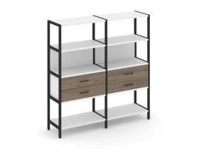 Двухсекционный стеллаж четырехярусный с ящиками 1590х400х1613 Шелф Систем / Shelf System images