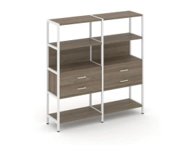 Двухсекционный стеллаж четырехярусный с ящиками 1590х400х1613 Шелф Систем / Shelf System images