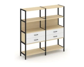 Двухсекционный стеллаж четырехярусный с ящиками 1590х400х1613 Шелф Систем / Shelf System images