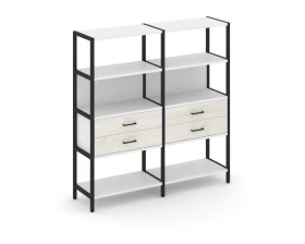 Двухсекционный стеллаж четырехярусный с ящиками 1590х400х1613 Шелф Систем / Shelf System images