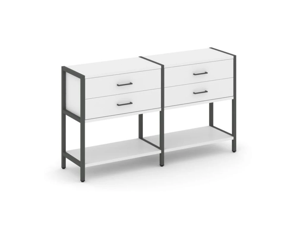 Двухсекционный стеллаж двухярусный с ящиками 1590х400х879 Шелф Систем / Shelf System