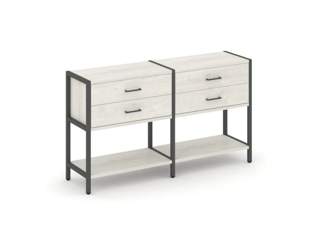 Двухсекционный стеллаж двухярусный с ящиками 1590х400х879 Шелф Систем / Shelf System