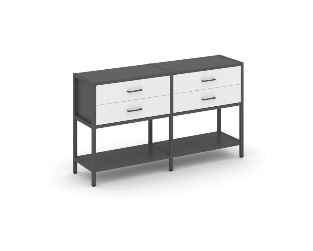 Двухсекционный стеллаж двухярусный с ящиками 1590х400х879 Шелф Систем / Shelf System