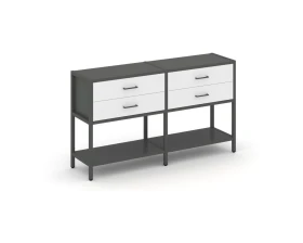 Двухсекционный стеллаж двухярусный с ящиками 1590х400х879 Шелф Систем / Shelf System images