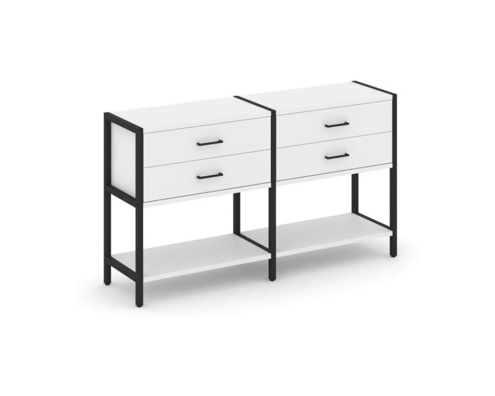 Двухсекционный стеллаж двухярусный с ящиками 1590х400х879 Шелф Систем / Shelf System