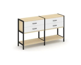 Двухсекционный стеллаж двухярусный с ящиками 1590х400х879 Шелф Систем / Shelf System images