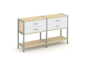 Двухсекционный стеллаж двухярусный с ящиками 1590х400х879 Шелф Систем / Shelf System images